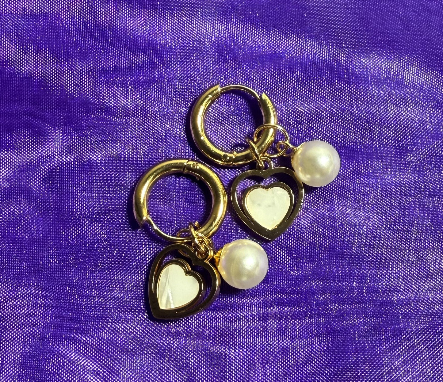 Pearl Heart Earrings