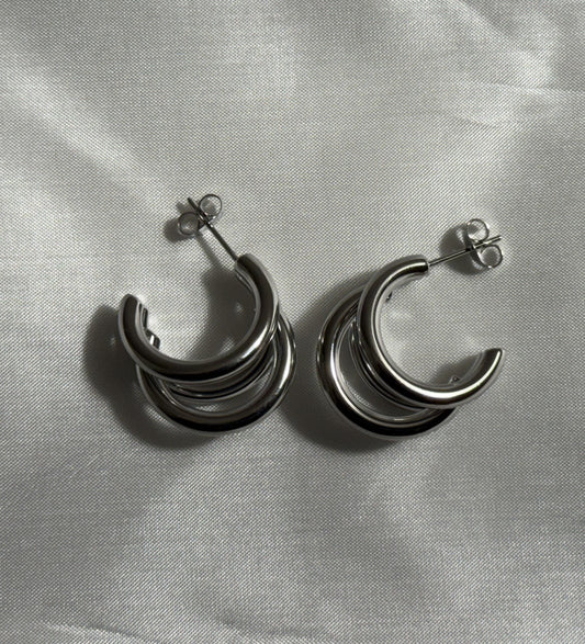 Triple swoop earrings