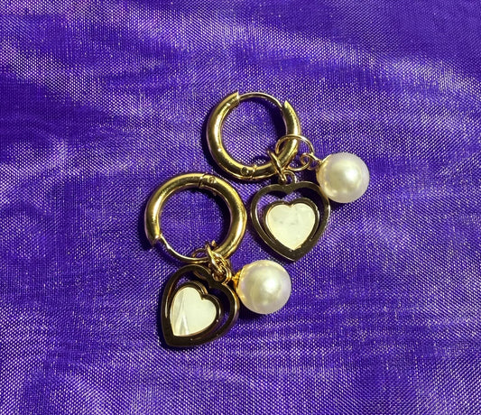 Pearl Heart Earrings