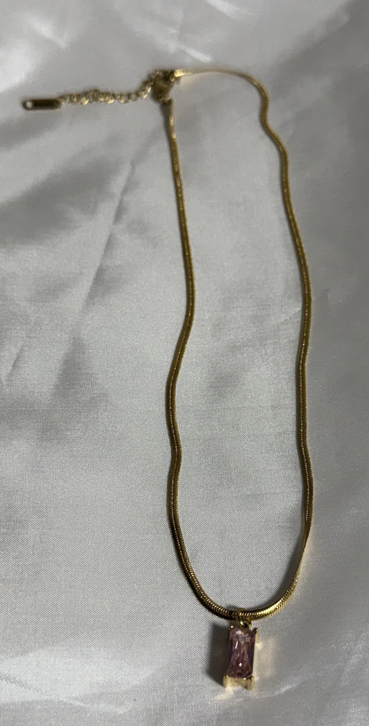 Pink Rectangle Necklace